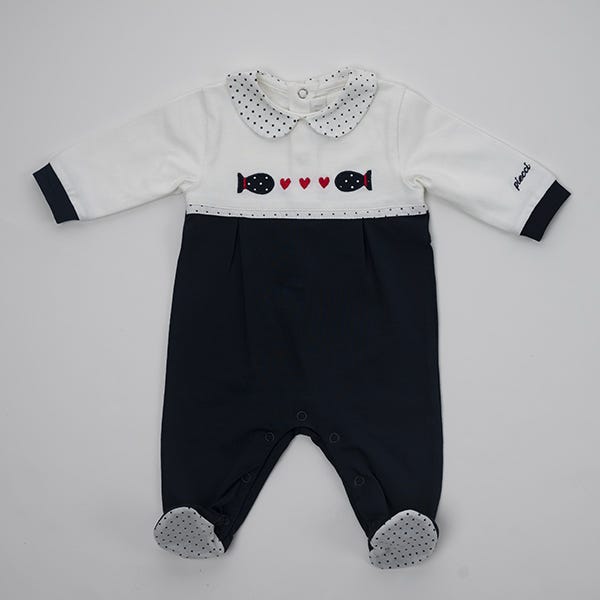 Pompelo Navy Girls Long Sleeves Overalls with Collar