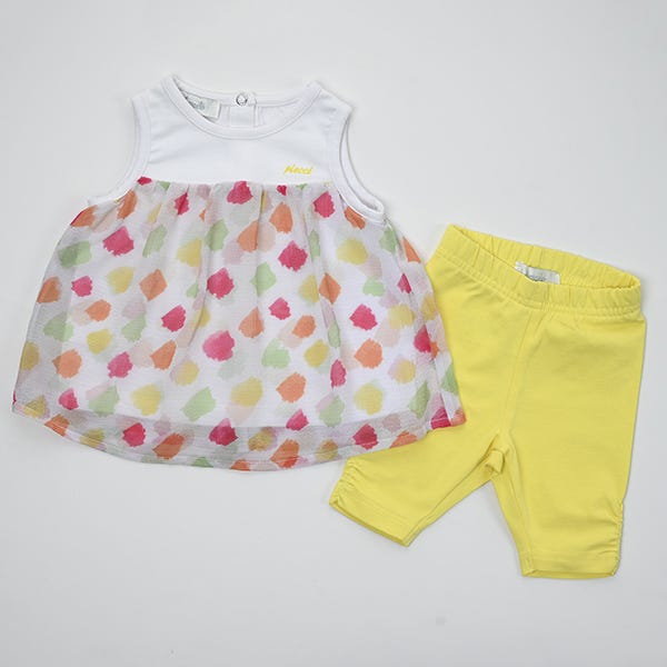 Pompelo Girls Colorful Sleeveless Top & Pant Set | Multicolor