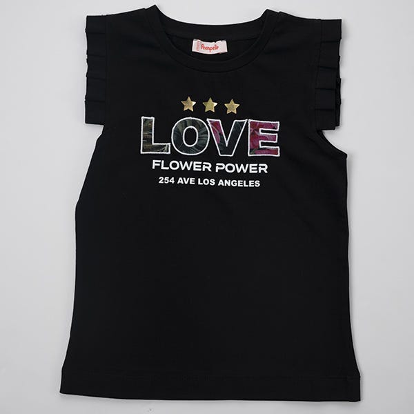 Pompelo Black Sleeveless Sweatshirt for Girls