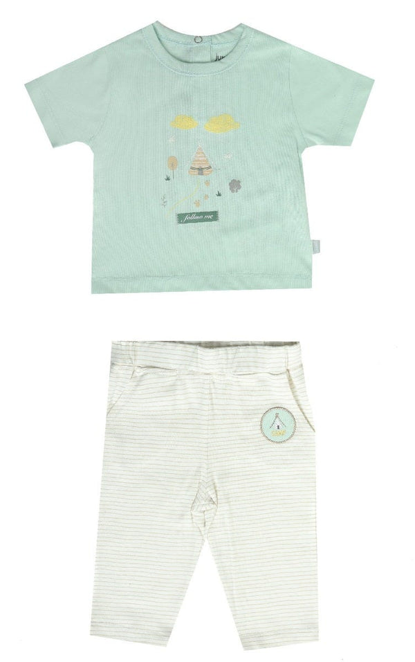 Junior Camping Boy Short Sleeve T-Shirt and Pants Set