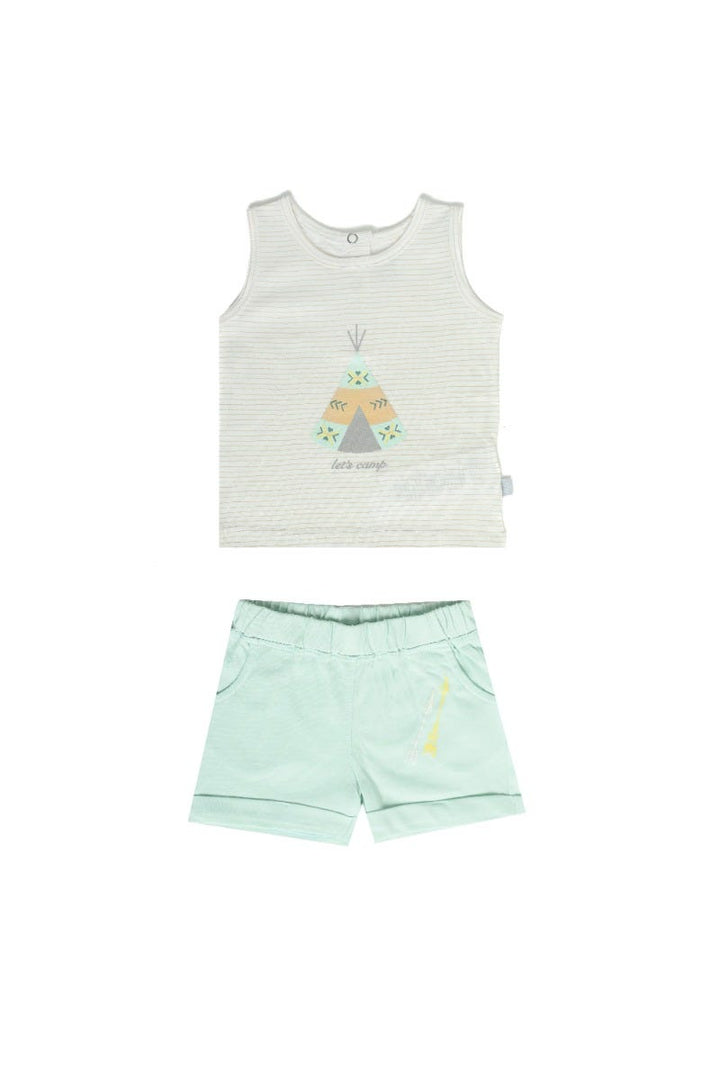 Junior Camping Boy Sleeveless T-Shirt and Shorts Set