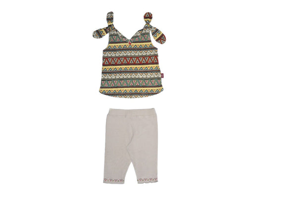 Junior Little African Embroidered Sleeveless T-Shirt and Pants Set