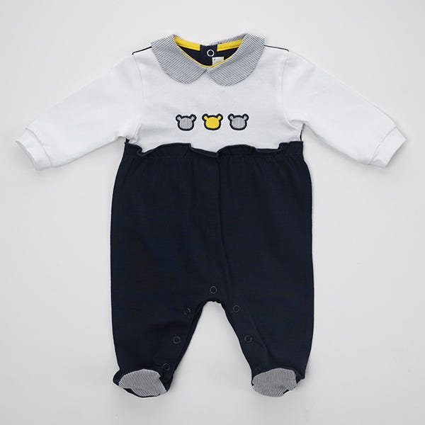 Pompelo Navy Long Sleeves Overalls with Collar for Girls