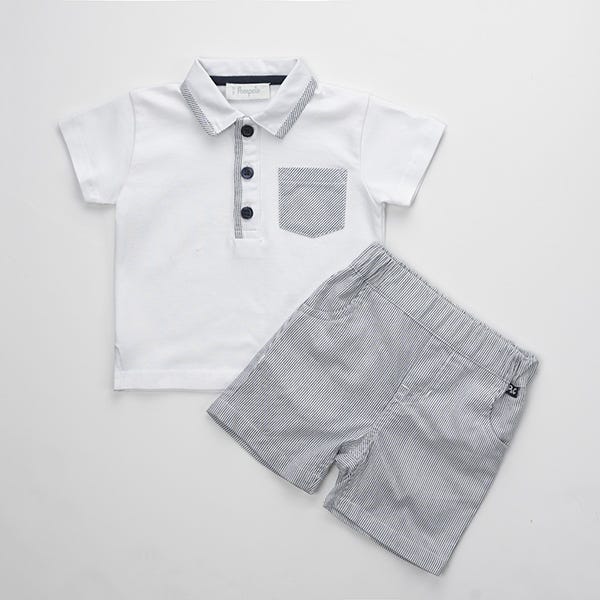 Pompelo Turn Down Collar Polo Shirt and Shorts for Boys