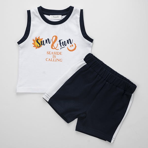 Pompelo Sleevless Wide Neck Shirt and Shorts for Boys