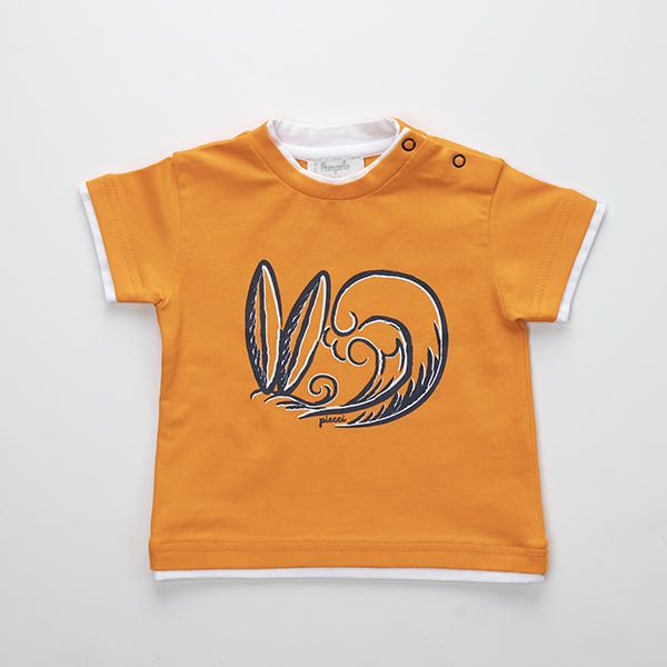 Pompelo Orange Rabbit Wide Neck Short Sleeves Shirt for Boys