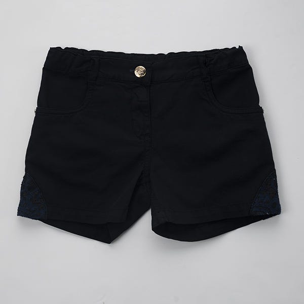 Pompelo Navy Blue Shorts with Lace Pockets for Girls