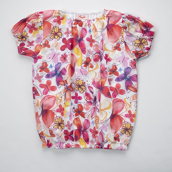Pompelo Butterfly Wide Neck Blouse for Girls
