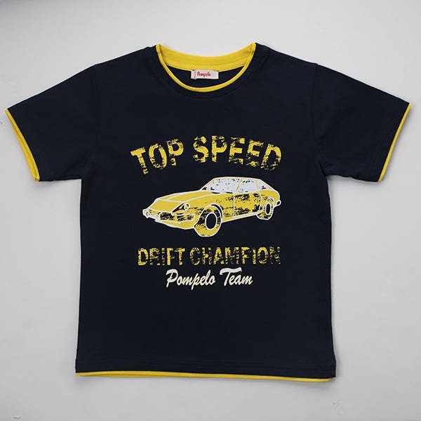 Pompelo Navy Top Speed Short Sleeves T-Shirt for Boys