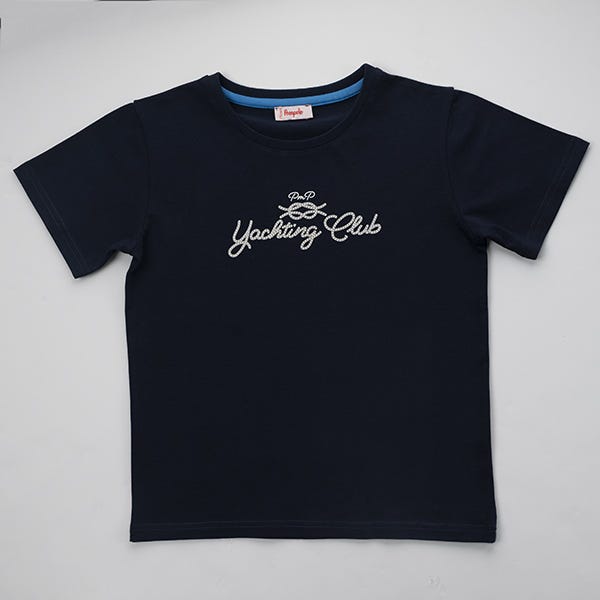 Pompelo Blue T-Shirt Wide Neck with Short Sleeves for Boys