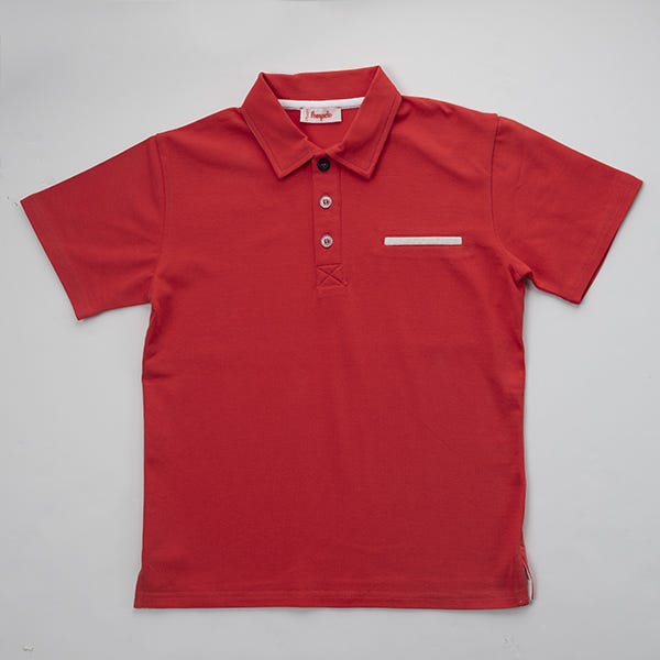 Pompelo Red Short Sleeves Collar Polo T-Shirt for Boys
