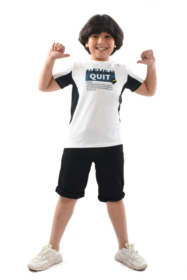 Junior Never Quit White Boys T-Shirt