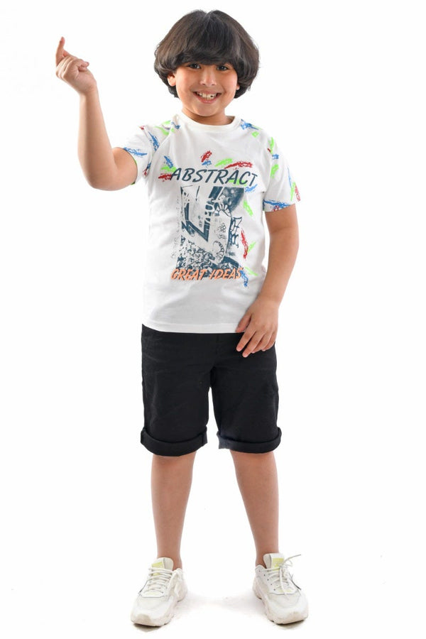 Junior Abstract White Boys T-Shirt