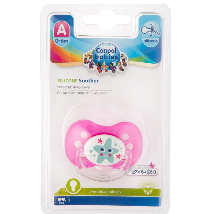 Canpol Babies Sea Star Round Nature Silicone Soother - 0-6m - Pink