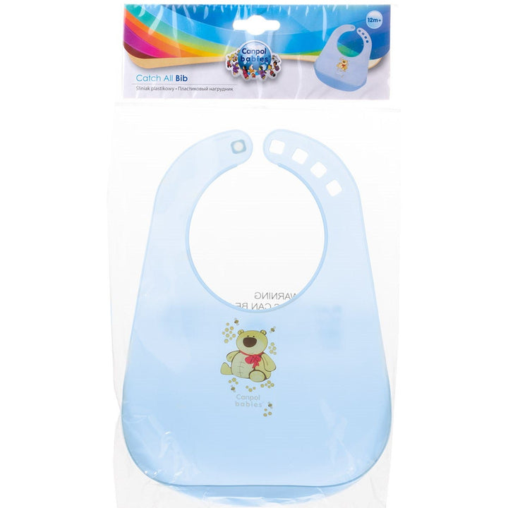 Canpol Babies Bear Plastic Bib with Pocket - 12+ Months - Blue