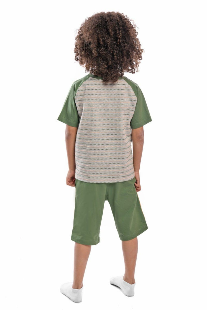 Junior Stripped Short Sleeve T-Shirt and Long Shorts Set