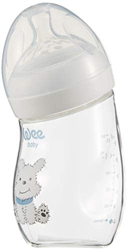 Wee Baby Angled Natural Glass Heat Resistant Bottle -180 ml - Dog