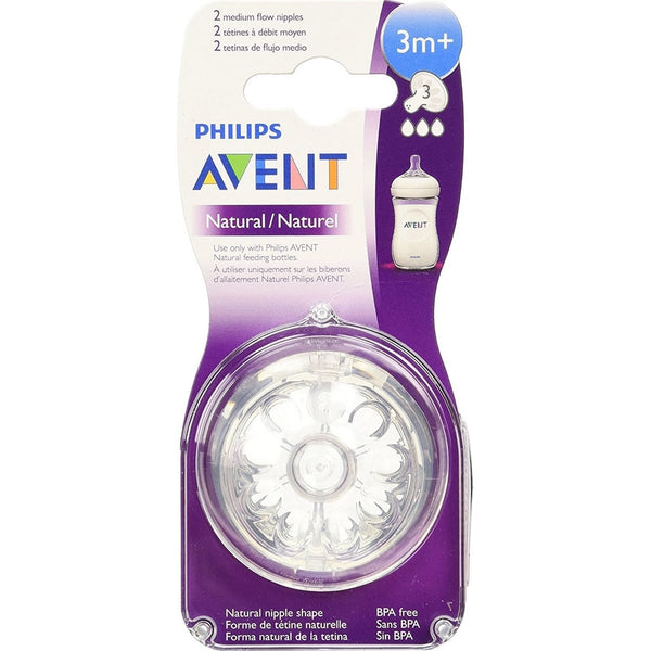 Philips Avent Natural Medium Flow Baby Teat, 3+ Months - 2 Pieces