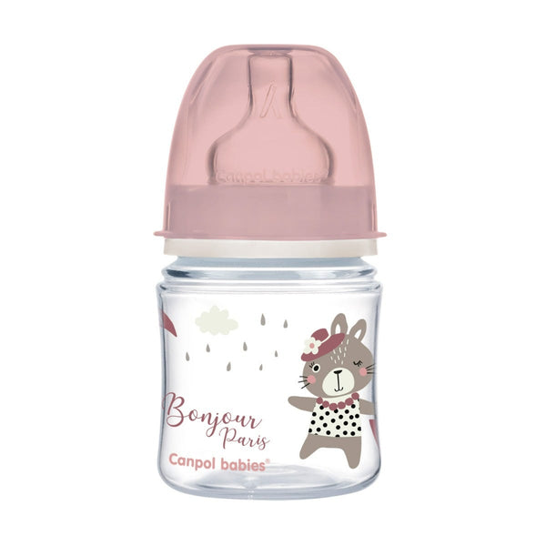 Canpol Babies Bonjour Paris Baby Bottle, 120 ml, 0-3 Months - Pink