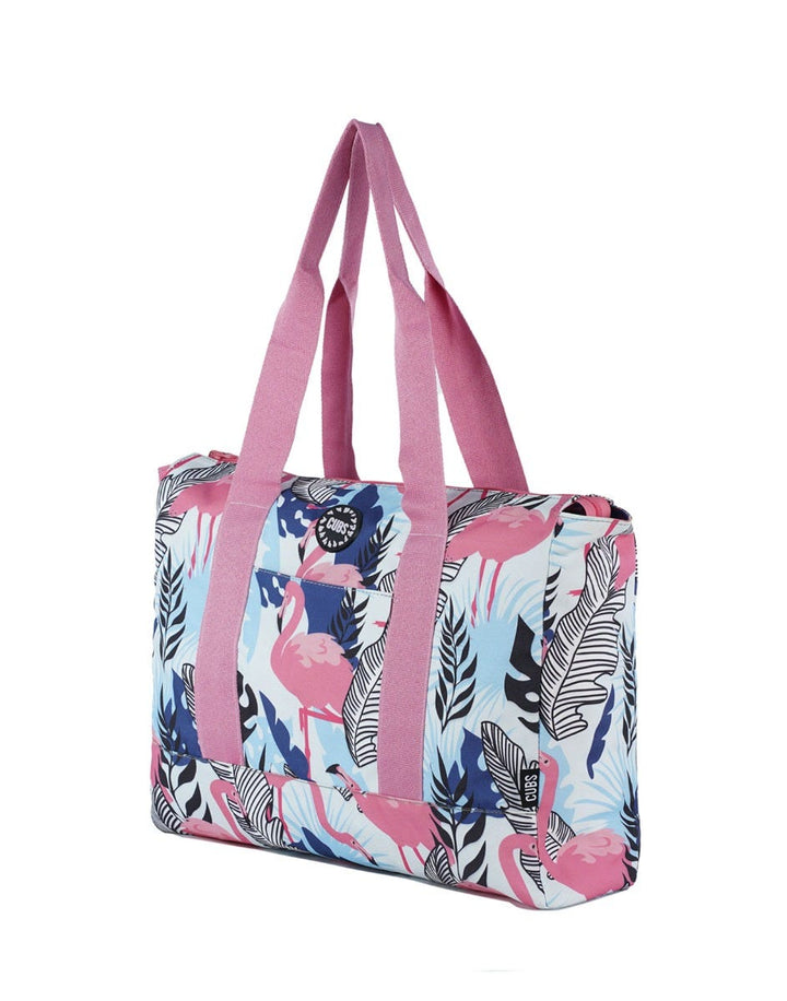 Cubs Flamingos and Sky Blue Women Double Faced Tote Bag