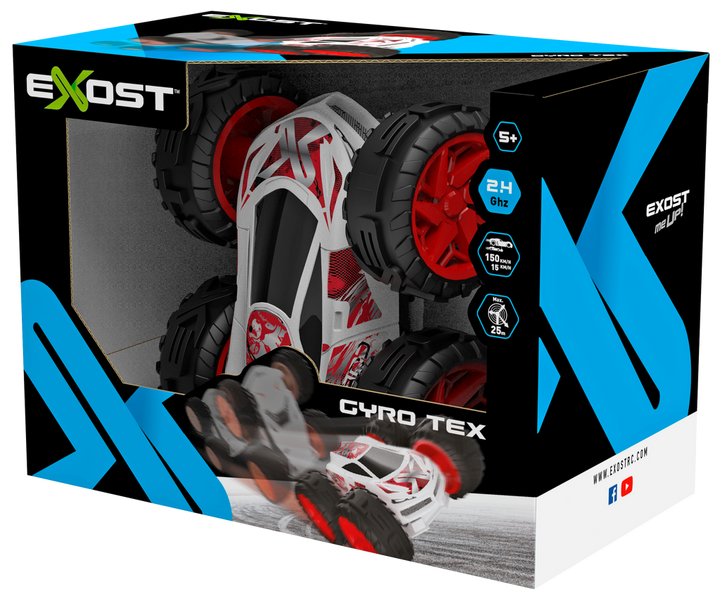 Silverlit Exost Gyrotex RC Stunt Racer - White and Red