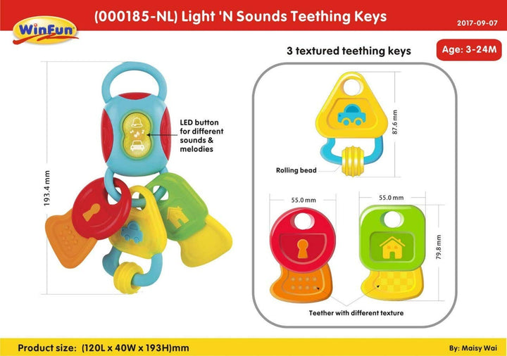 WinFun Light 'N Sounds Teething Keys Baby Toy