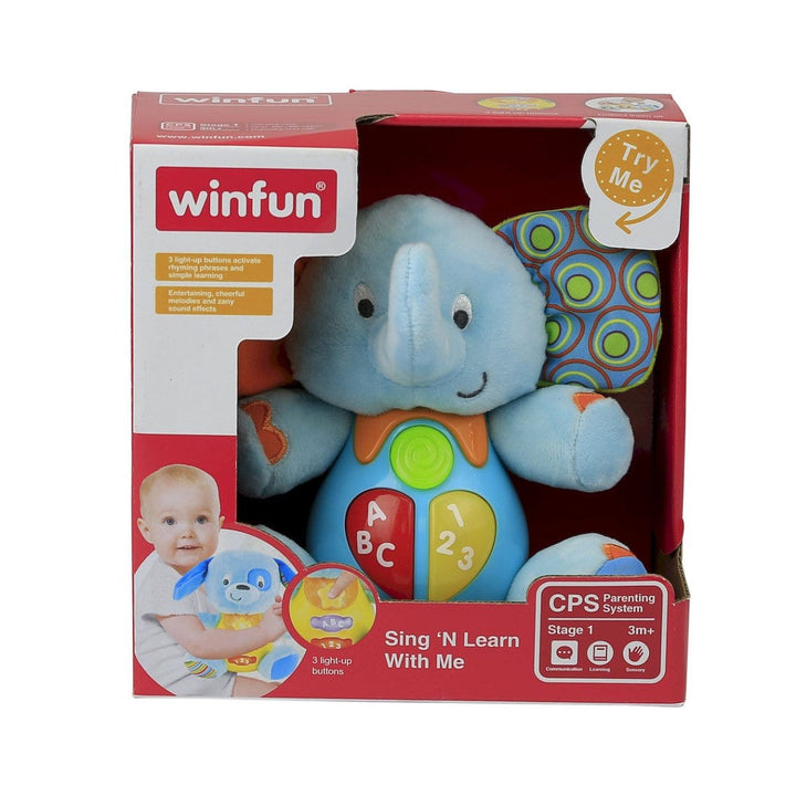 WinFun Sing 'N Learn with Me - Timber the Elephant Toy - Blue