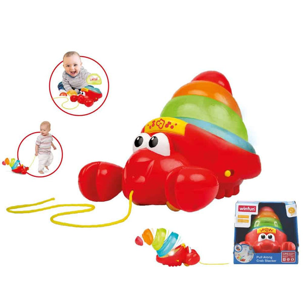 WinFun Pull Along Crab Stacker Baby Toy