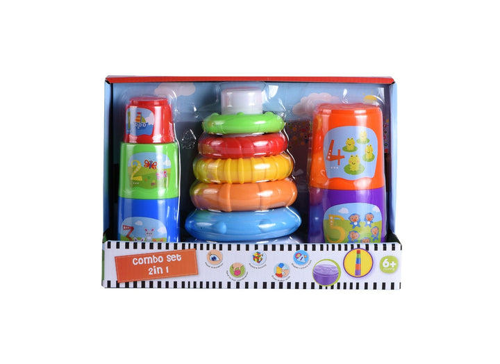 Infunbebe 2 in 1 Stacking Ring and Stacking Cups Combo Set Tower