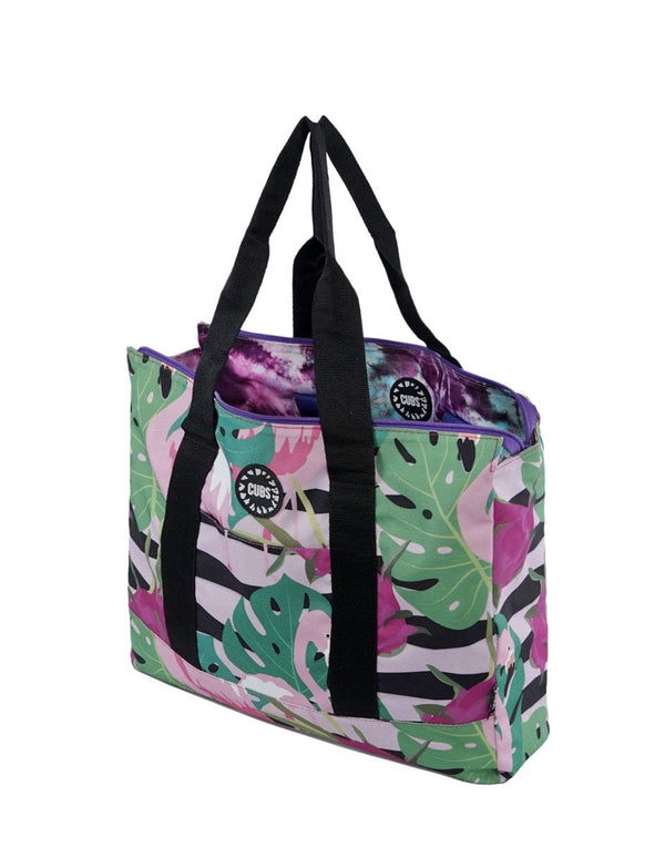 Cubs Flamingos and Purple Women Double Faced Tote Bag