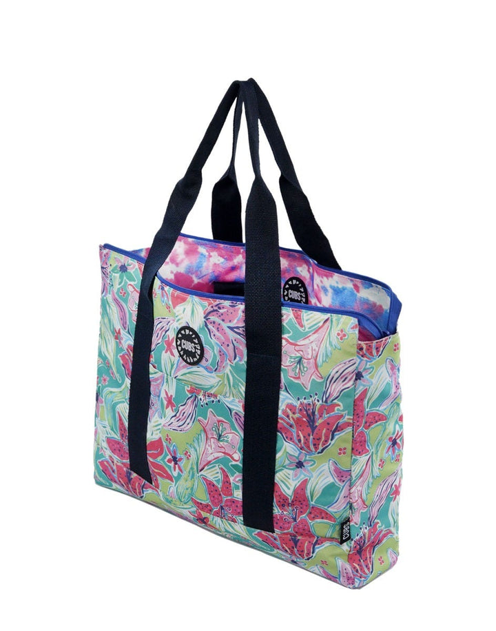 Cubs Flowers and Pink Women Double Faced Tote Bag
