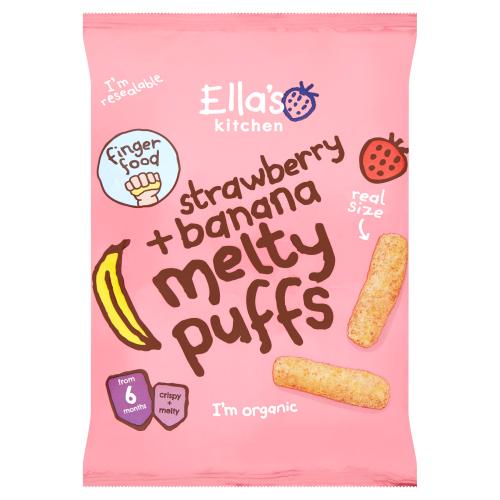 Ella's Kitchen Strawberry and Banana Melty Puffs - 6+ Months - 20 gm