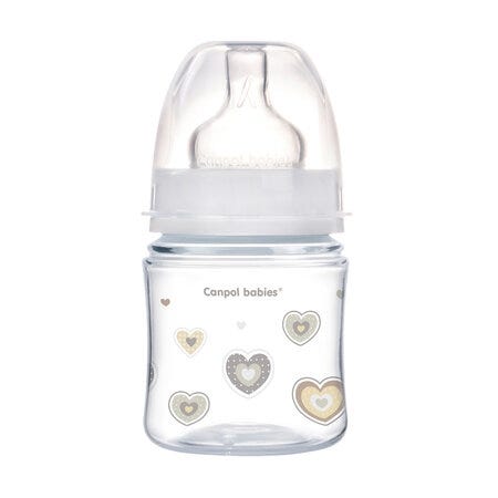 Canpol Babies Hearts Baby Bottle, 120 ml, 0+ Months - White