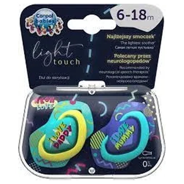 Canpol Babies Light Touch Silicone Pacifier, 6+ Months, 2 Pieces - Blue and Purple