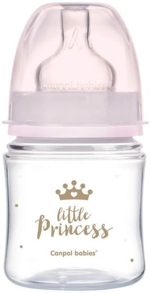 Canpol Babies Royal Baby Little Princess Bottle, 120 ml, 0-3 Month - Pink