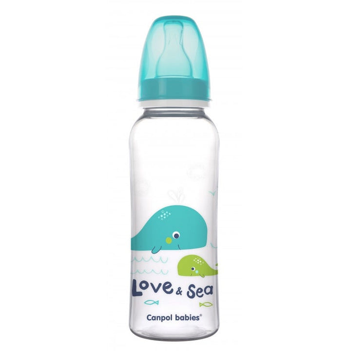 Canpol Babies Love and Sea Narrow Neck Bottle, 12+ Months, 250 ml - Blue