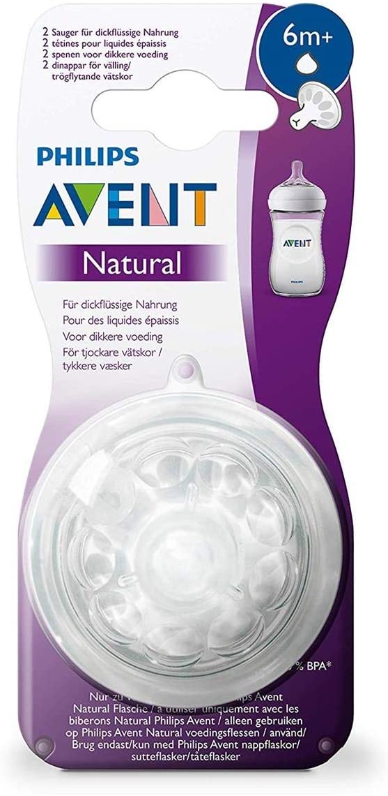 Philips Avent Natural Thick Feeding Teat, 6+ Months - 2 Pieces