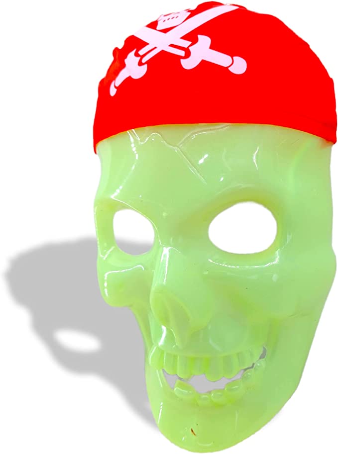 Halloween Phosphorous Pirate Skull Face Mask - Variable Colors