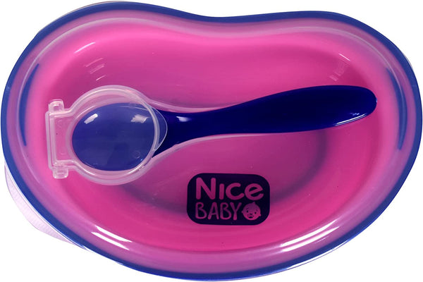 Nice Baby Plate with Spoon and Cover | Rose & Blue