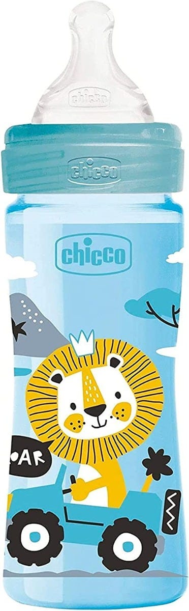 Chicco Well Being Medium Flow Silicone Bottle | 250ml | Blue