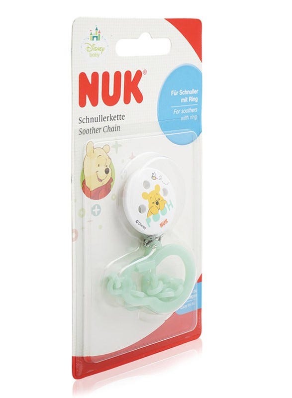 NUK Winnie The Pooh Baby Pacifier Hanger Chain with Clip - Mint Green