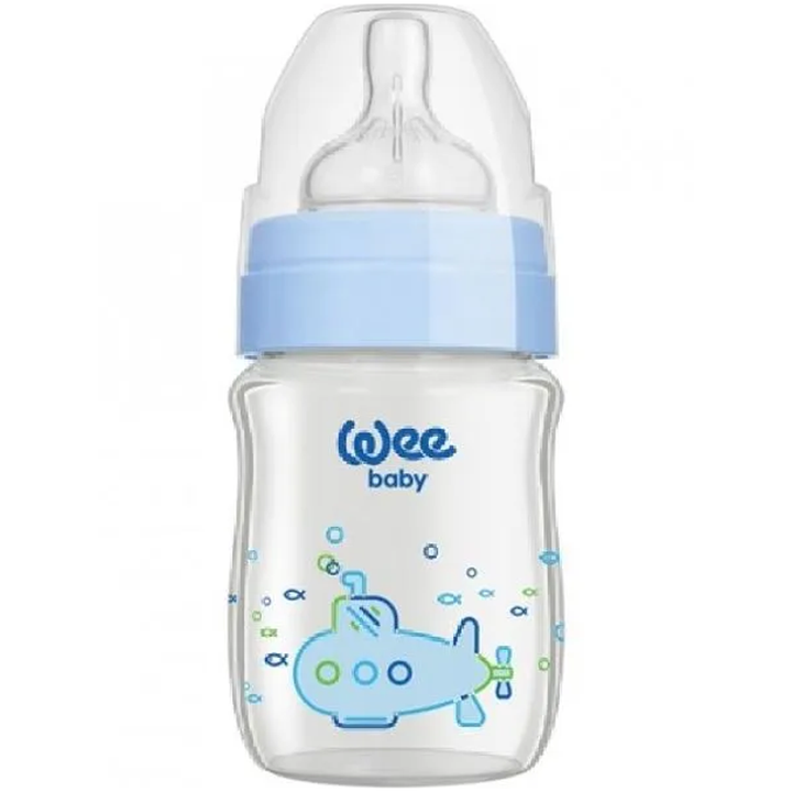 Wee Baby Submarine Glass Feeding Bottle, 280 ml - Blue