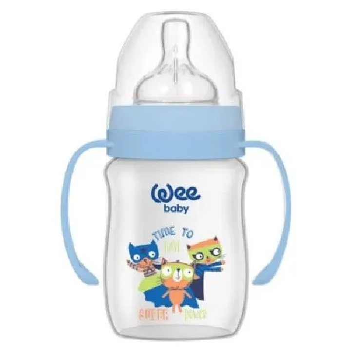 Wee Baby Super Power Feeding Bottle with Grip, 150 ml - Blue
