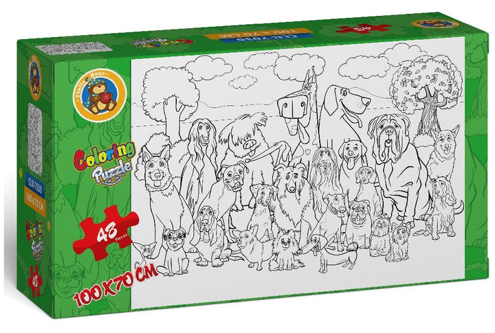 Fluffy Bear Dogs Jumbo Coloring Puzzle - 48 Pieces
