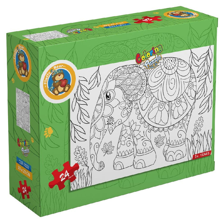 Fluffy Bear Elephant Coloring Puzzle - 24 Pieces
