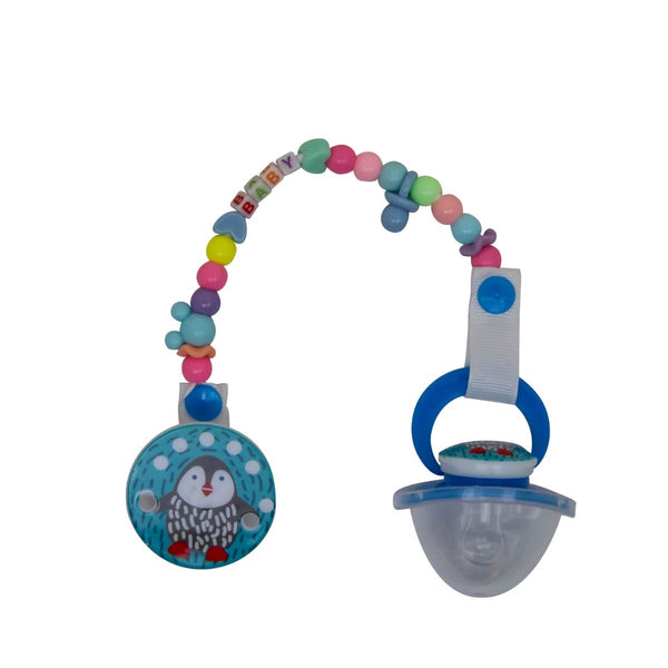 Safari Penguin Pacifier with Holder - 0-6 Months - Blue