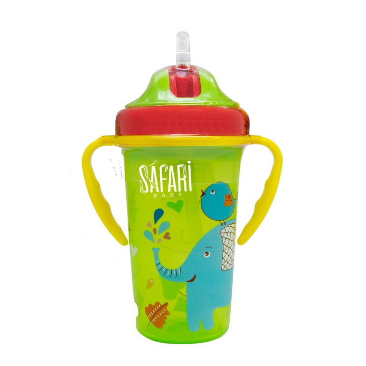 Safari Elephant and Bird Sport Cup with Straw - 300 ml - Green
