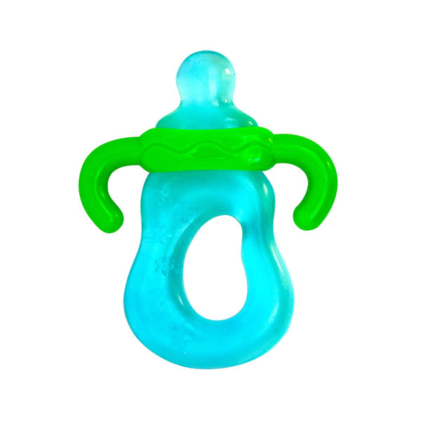 Safari Bottle Shape Water Teether with Plastic Hand - Blue