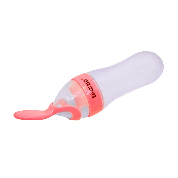 Safari Silicone Bottle With Spoon - 90 ml - Pink