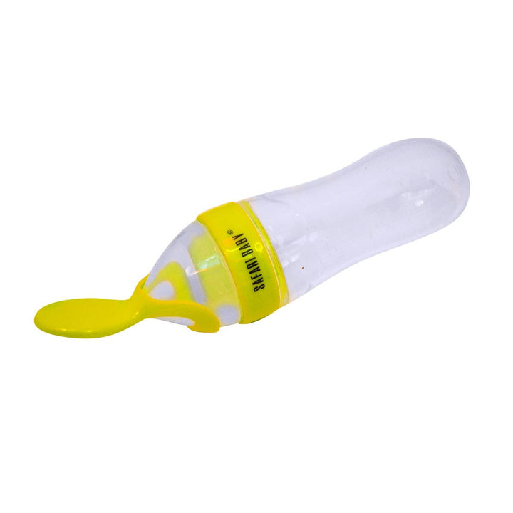 Safari Silicone Bottle With Spoon - 90 ml - Yellow